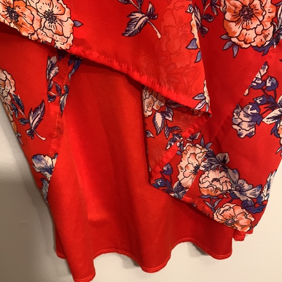 🌸 4/$20 🌸 Floral lined red womens small tunic length blouse / dress - Picture 6 of 7